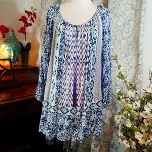 Aztec Plus Size Peasant Blouse